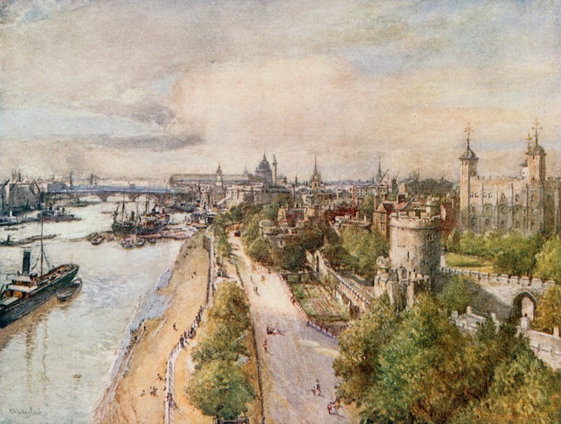 A torre, da Tower Bridge, olhando para o oeste de John Fulleylove