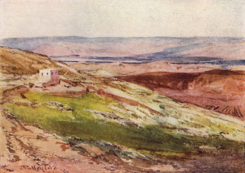 O Vale do Jordão, a partir do Monte das Oliveiras (cor litho) de John Fulleylove