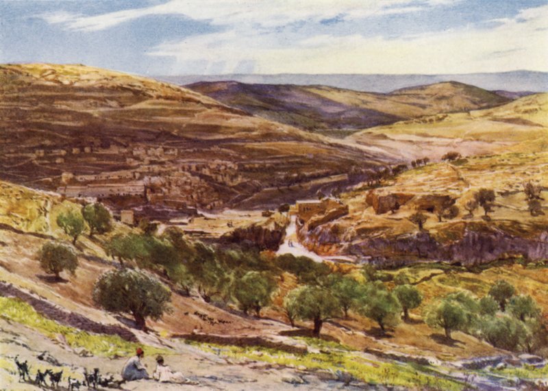 Vale de Hinnom, com Colina de Ofensa (cor litho) de John Fulleylove