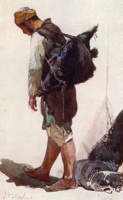 Water-Carrier (figura em pé) (cor litho) de John Fulleylove
