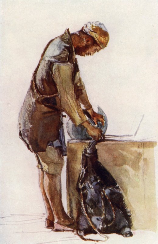 Pele de enchimento Water-Carrier, Jerusalém (cor litho) de John Fulleylove