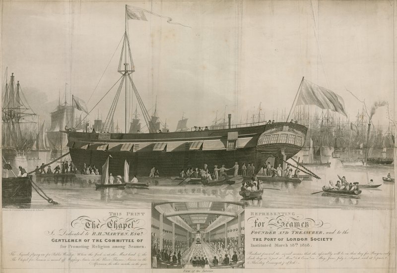 A Capela dos Marinheiros, instituída em 18 de março de 1818 e ancorada em Wapping de John Gendall