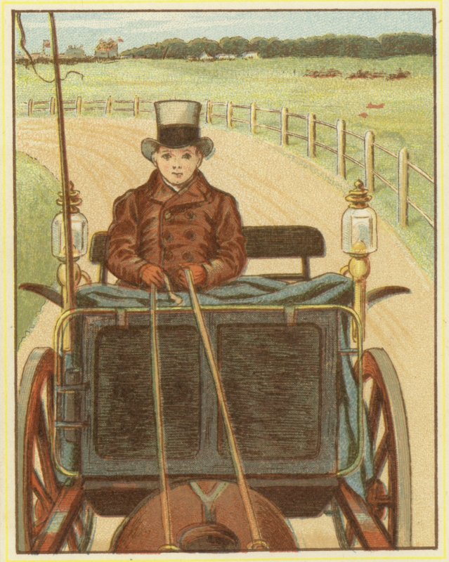 Menino dirigindo um cavalo e carroça (lito colorido) de John George (after) Sowerby