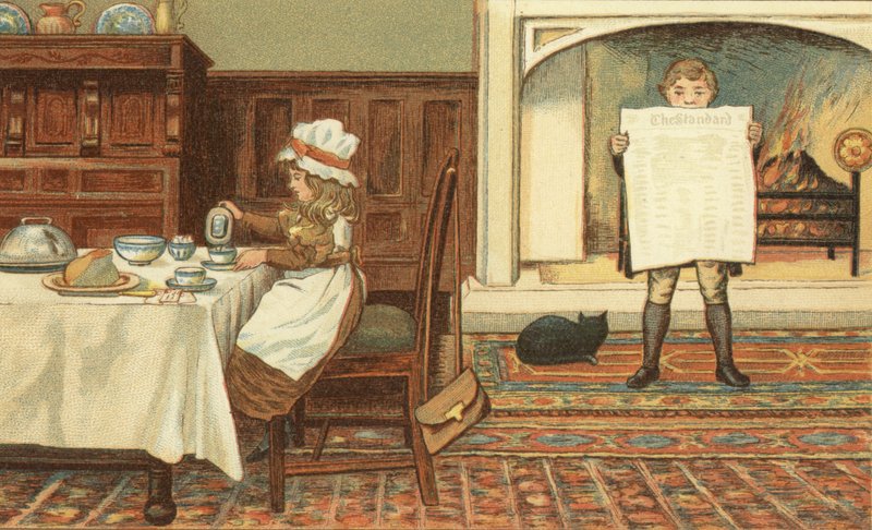 Café da manhã (lito a cores) de John George (after) Sowerby