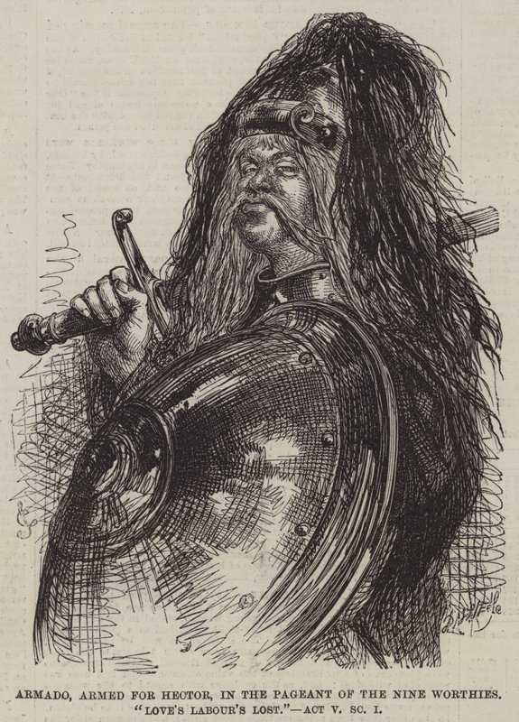 Armado, armado para Hector, no Concurso dos Nove Worthies, Trabalho do Amor Perdido, Ato V Cena I de John Gilbert