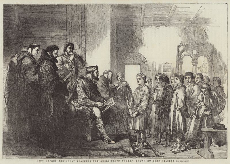 Rei Alfred, o Grande, ensinando a juventude anglo-saxônica de John Gilbert