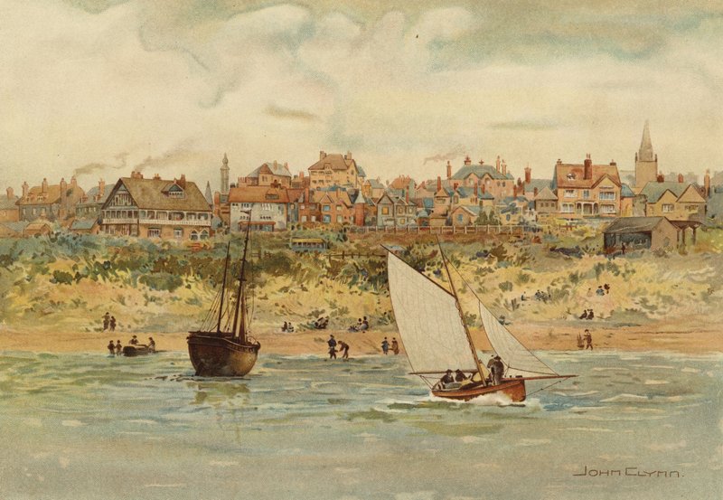 Liverpool: A View of New Brighton from the Sea (lito colorido) de John Glynn