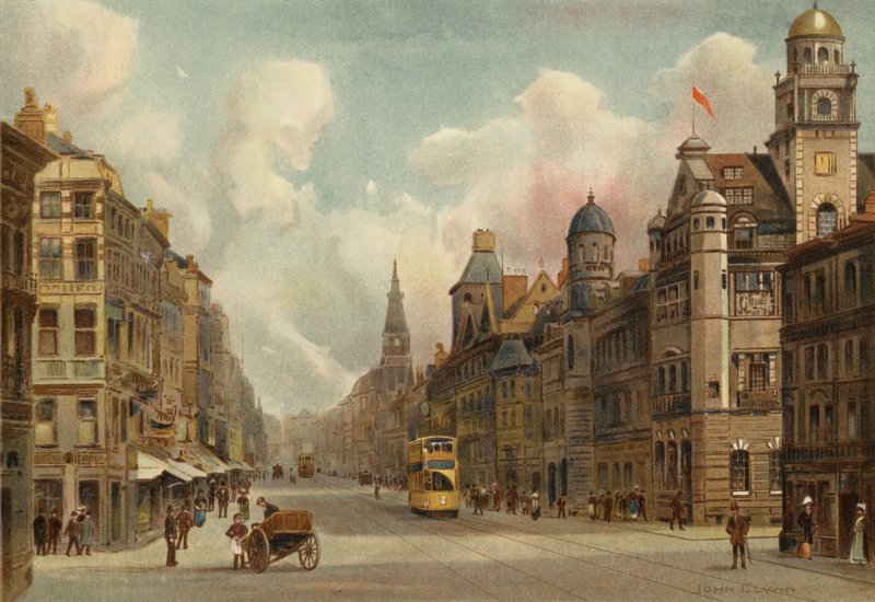 Liverpool: Dale Street, olhando para Este (cor litho) de John Glynn