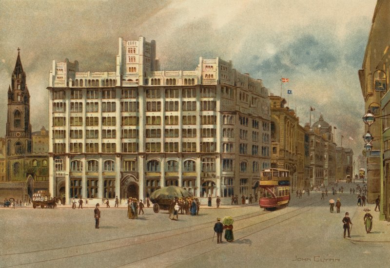 Liverpool: Tower Building e Water Street (lito colorido) de John Glynn