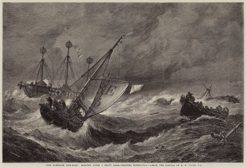 O Ramsgate Life-Boat, Manhã após um vendaval pesado, moderando o clima de John Greenaway