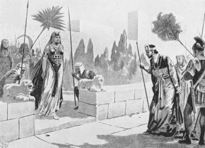 Cleópatra visita Herodes, c 33 a.C. (litografia) de John Harris Valda