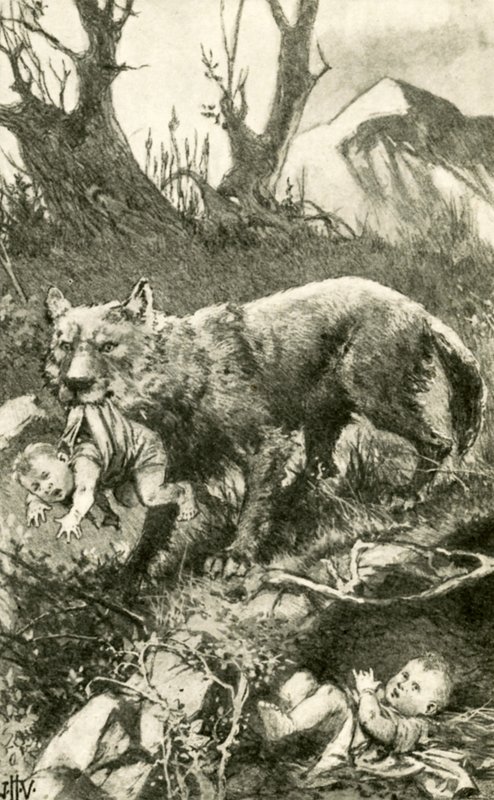 Romulus e Remus sendo cuidados pelo lobo de John Harris Valda