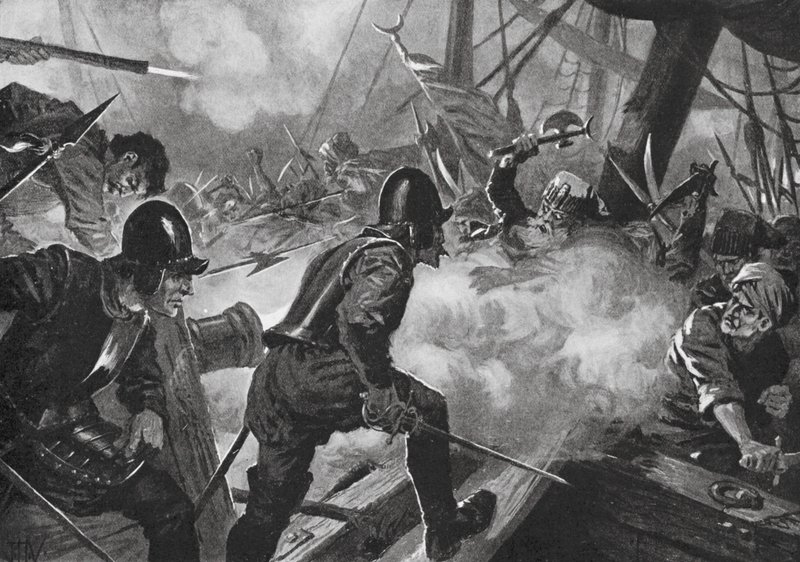 A Batalha de Lepanto (litografia) de John Harris Valda
