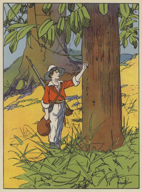 Ilustração para Swiss Family Robinson (lito colorido) de John Hassall