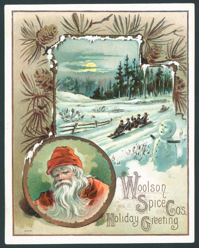Cartão de Natal da Woolson Spice Company (chromolitho) de John Henry Bufford