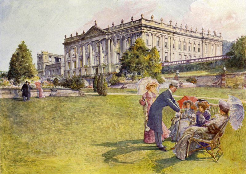 Chatsworth House (cor litho) de John Henry Frederick (after) Bacon