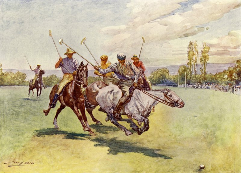 Polo na África do Sul (cor litho) de John Henry Frederick (after) Bacon