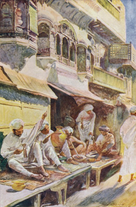 Trabalhadores em um bazar indiano de John Henry Frederick Bacon