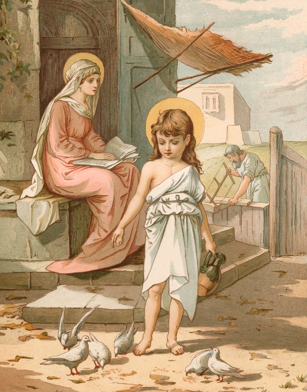 Jesus, quando menino, brincando com pombas de John Lawson