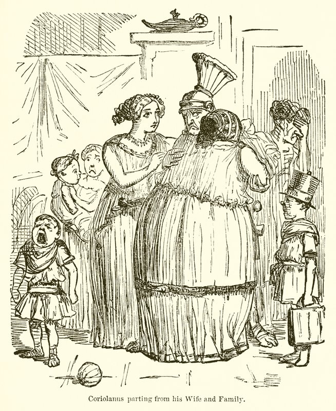 Coriolano partindo de sua esposa e família de John Leech
