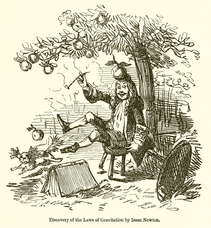 Descoberta das Leis da Gravitação por Isaac Newton de John Leech