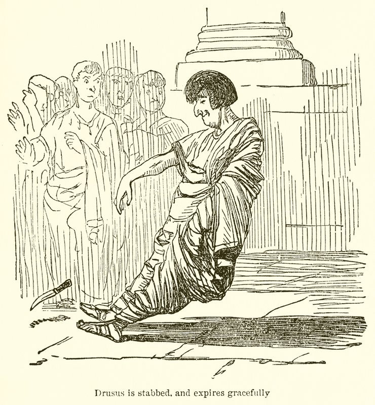 Drusus é esfaqueado e expira com graça de John Leech