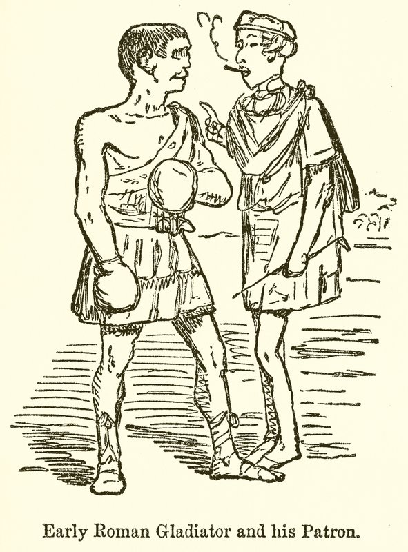 Gladiador romano adiantado e seu patrono de John Leech