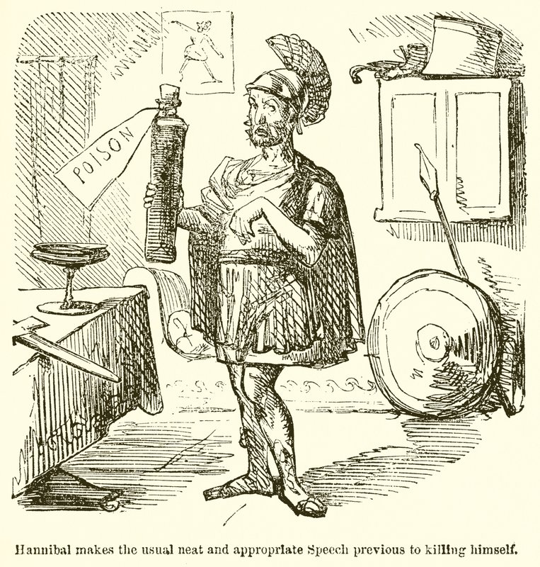 Aníbal faz o habitual discurso limpo e apropriado antes de se matar. de John Leech