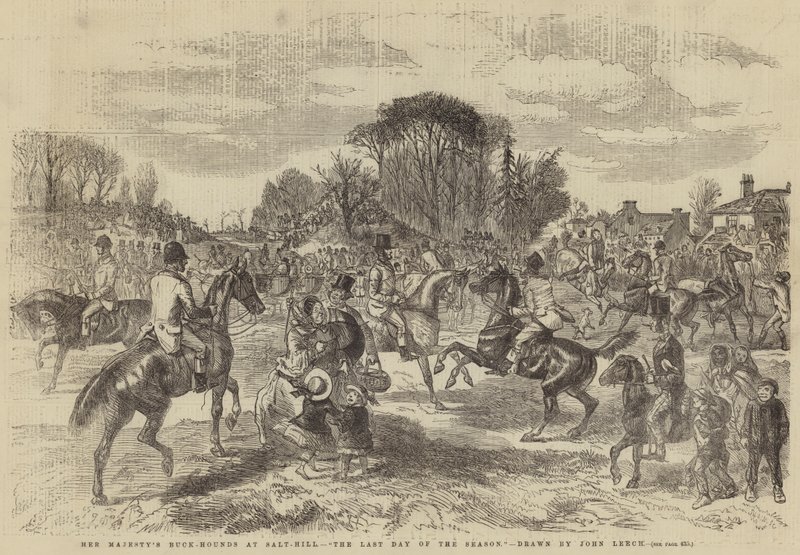Buck-Hounds de Sua Majestade em Salt-Hill, o último dia da temporada de John Leech