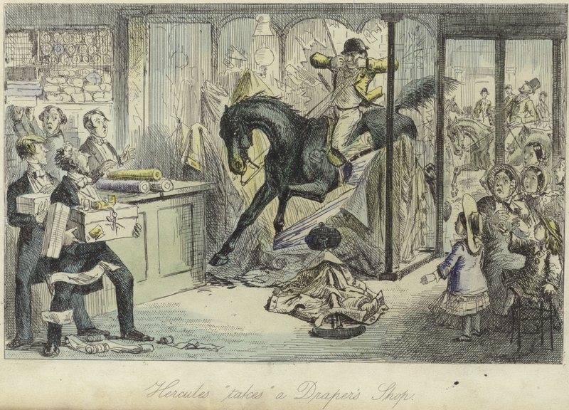 Hércules leva uma loja de Draper de John Leech