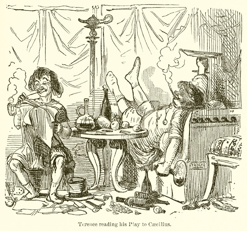 Terence lendo seu jogo para Caecilius de John Leech
