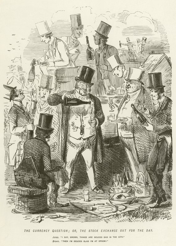 A questão da moeda; ou, a bolsa de valores para fora para o dia de John Leech