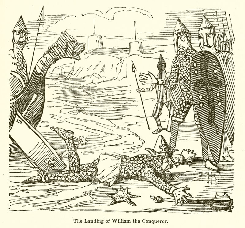 O desembarque de Guilherme, o Conquistador de John Leech