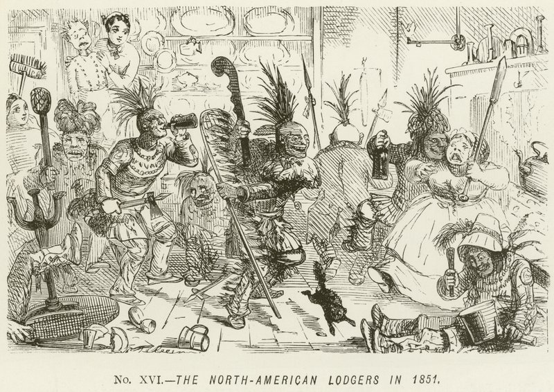 Os lodgers norte-americanos em 1851 de John Leech