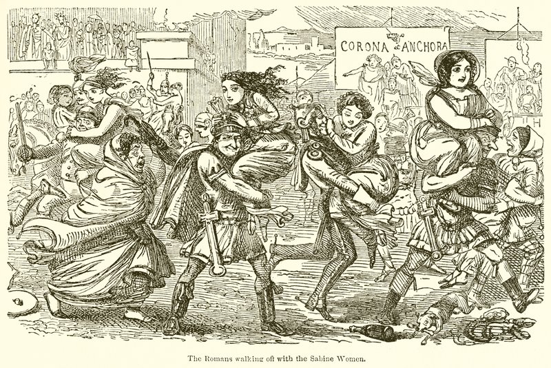 Os Romanos Andando com as Mulheres Sabinas de John Leech