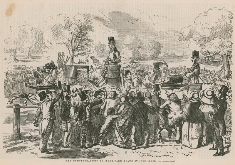 A demonstração no Hyde Park de John Leech