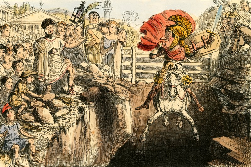 O galante Curtius saltando para os golfos de John Leech