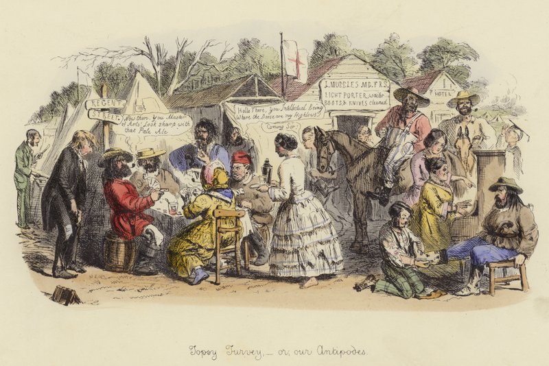 Topsy Turvey ou nossos Antipodes de John Leech