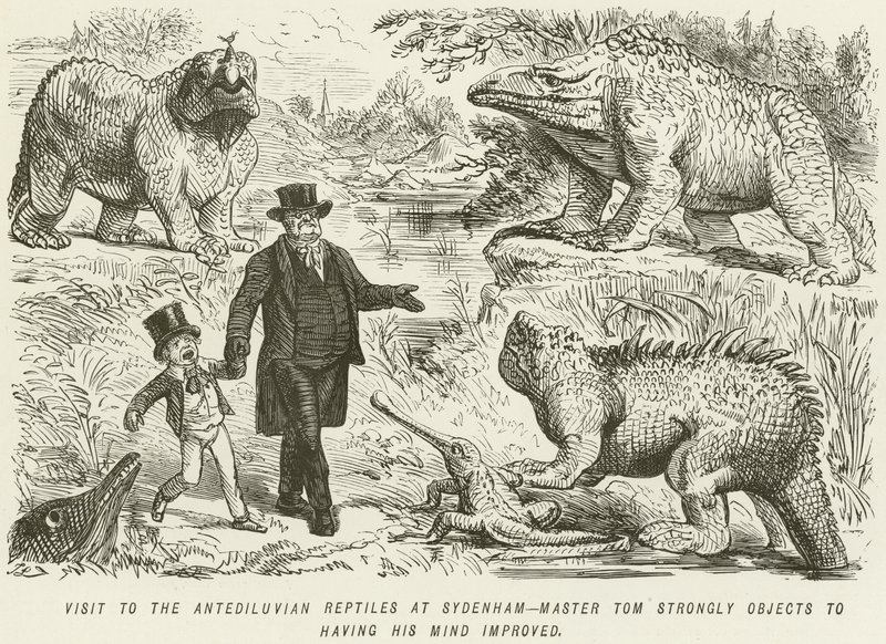 Visita aos Répteis Antediluvianos em Sydenham - Mestre Tom Objetos Fortemente a Ter Sua Mente Melhorada de John Leech