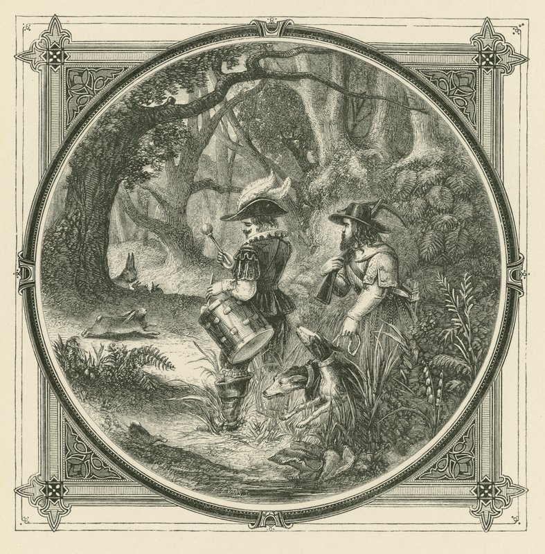 As lebres não são apanhadas com ritmo de tambor, nem as aves com tarteletes (gravura) de John Leighton