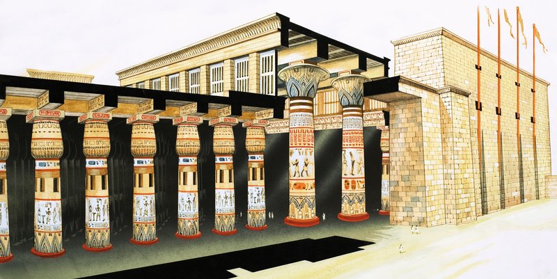 Uma reconstrução de parte do Hypostyle Hall de John Marshall