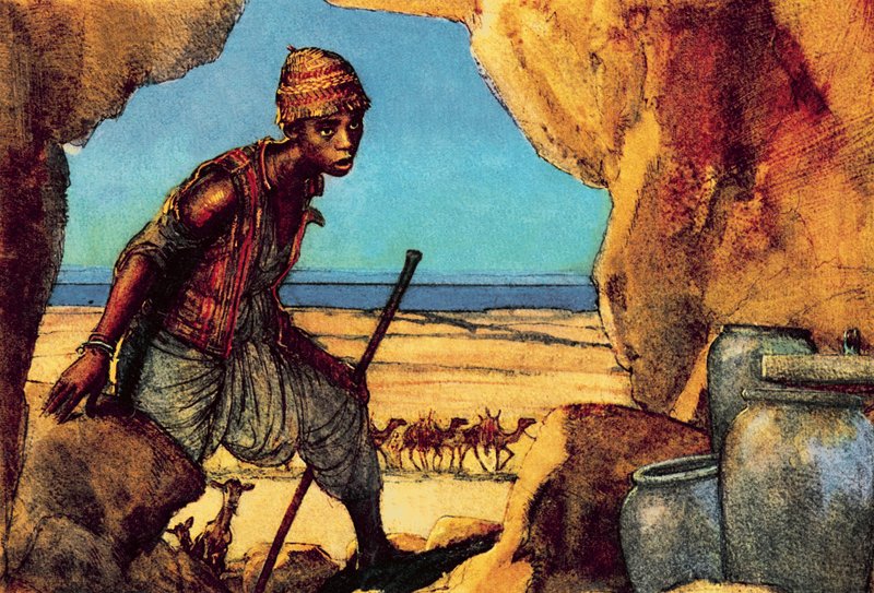 Rapaz que descobre os pergaminhos do mar morto de John Millar Watt