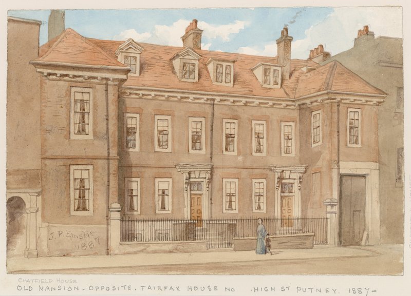 Chatfield House, em frente Fairfax House, High Street, Putney, 1887 de John Phillipp Emslie