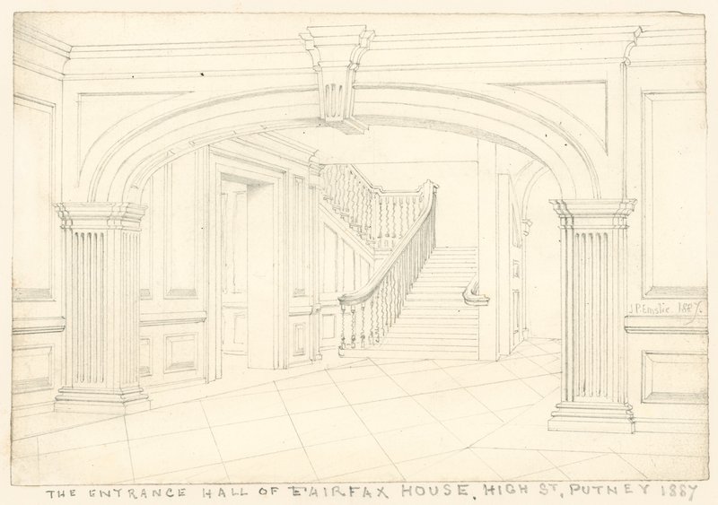 O, entrada, corredor, de, Fairfax, casa, rua alta, Putney, londres de John Phillipp Emslie