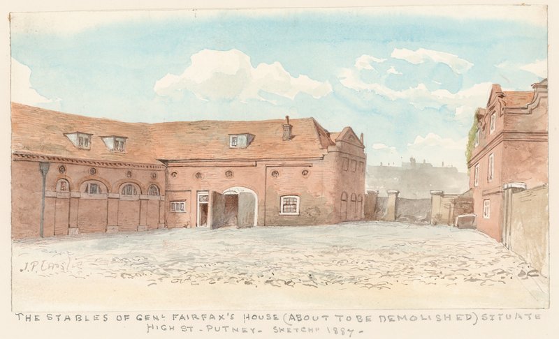 Os estábulos da Casa do General Fairfax, High Street, Putney, 1887 de John Phillipp Emslie