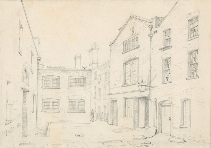Corte branca do cervo, rua do castelo, St Martin nos campos. Demolida com o edifício da Charing Cross Road de John Phillipp Emslie