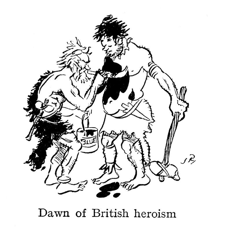 Alvorecer do heroísmo britânico, antigos britânicos pintando-se com woad de John Reynolds