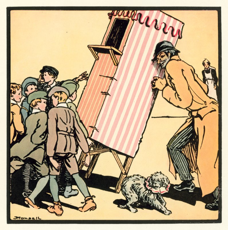 Kensington Rhymes: The Punch And Judy Show (cor litho) de John Robert (after) Monsell