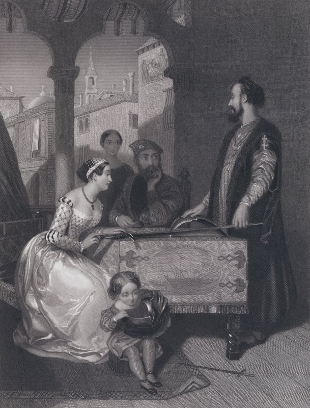 Gentile Bellini e os descendentes do grande Enrico Dandolo (gravura) de John Rogers (after) Herbert