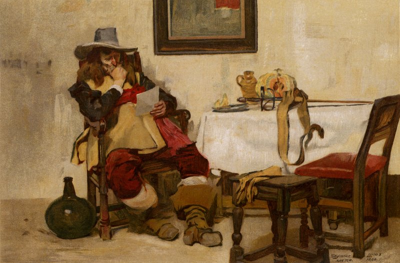 A Long Bill, um homem lendo (chromolitho) de John Seymour (after) Lucas